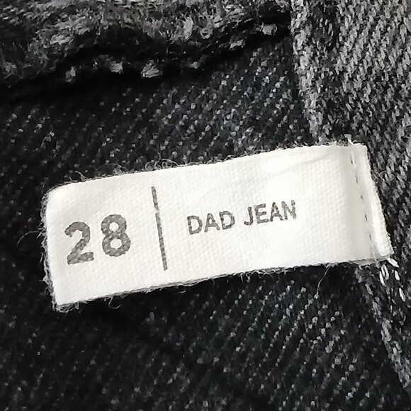 PacSun Jeans 28 Dad High Rise Button Fly Ripped Distressed Washed Black Denim - Picture 7 of 8